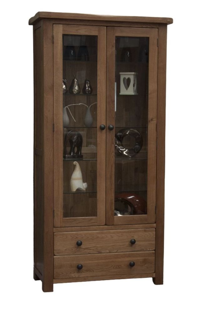 Homestyle GB Rustic Oak Glass Display CFS Furniture UK