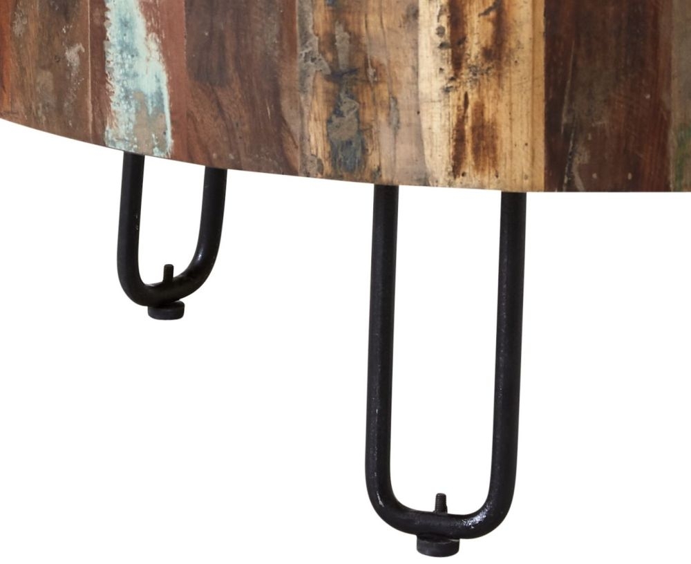 Indian Hub Coastal Reclaimed Wood Drum Coffee Table CFS Furniture UK