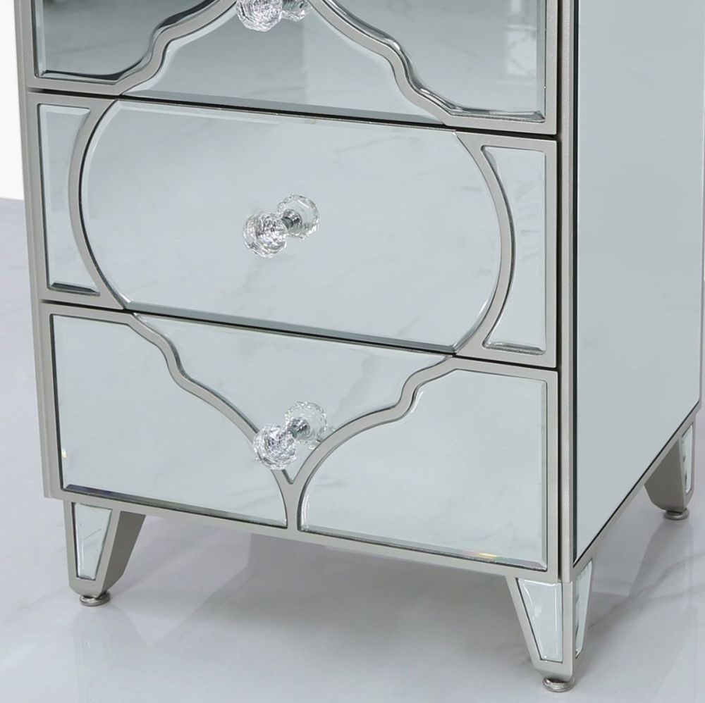 Morocco Silver Mirrored Bedside CFS Furniture UK
